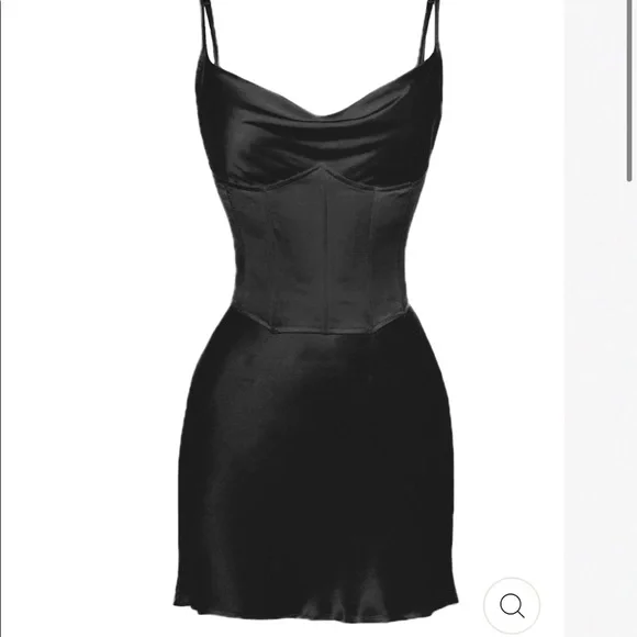 cocktail black dresses for women Heiress Beverly Hills Black Lace Corset Draped Mini Dress